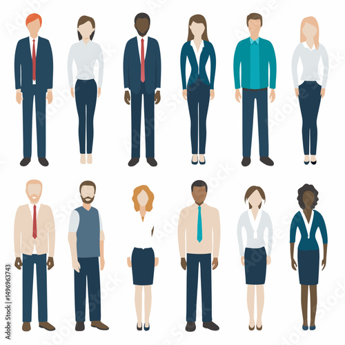 Business people team silhouette in office setting, diverse professionals standing together in suits