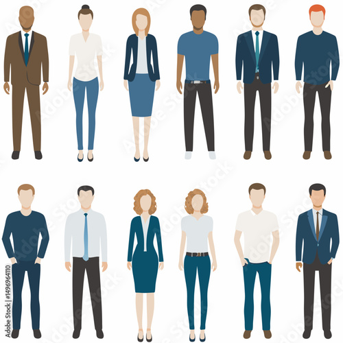 Business people silhouette team standing in office illustration