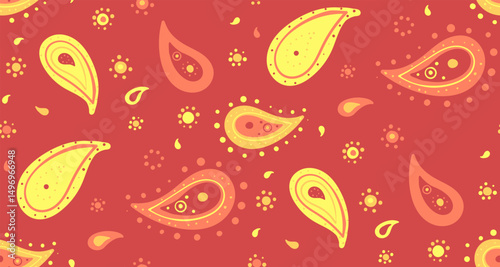 Retro geometric by paisley art. Flower pattern on orient simple. Buta arabic on curled cool.