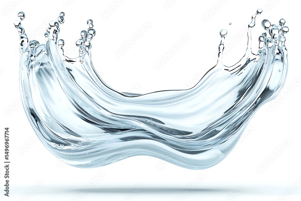 Fluid Water Splash in Artistic Wave Pattern Captured in High Definition with Clear Background for Creative Use Fluid Water Splash in Artistic Wave Pattern Captured in High Definition with Clear Background for Creative Use