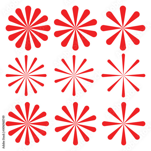Radial, radiating, converging lines. Circular lines geometric element