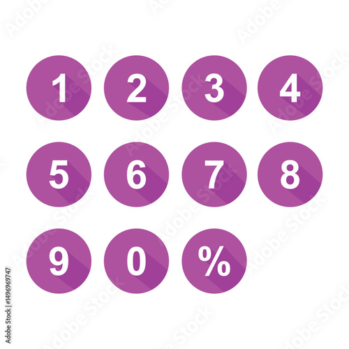 numbers set purple color icon vector