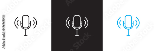 Podcast radio icon .   Vector for websites, mobile interfaces, logp, presentations, banner, visual branding etc. Vector illustration. isolated on white and black background. EPS 10