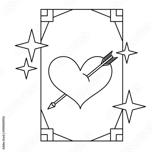 Outline Stylized of Tarot Card With Shiny Effect
