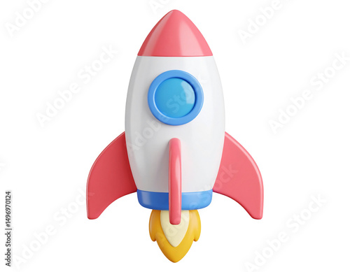 Fototapeta Naklejka Na Ścianę i Meble -  Cute cartoon rocket ship isolated on a white background