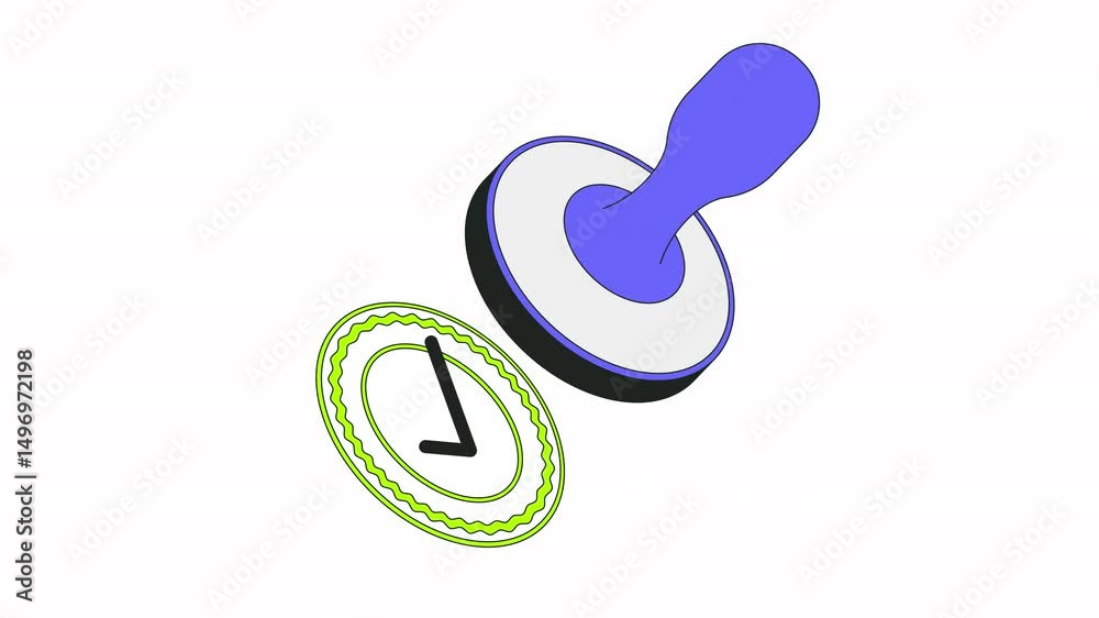 Rubber stamp with approved check mark 2D onboarding ui animation. Rubberstamp validate sign. Certification. Approval compliance animated cartoon flat concept metaphor 4K video isolated on white
