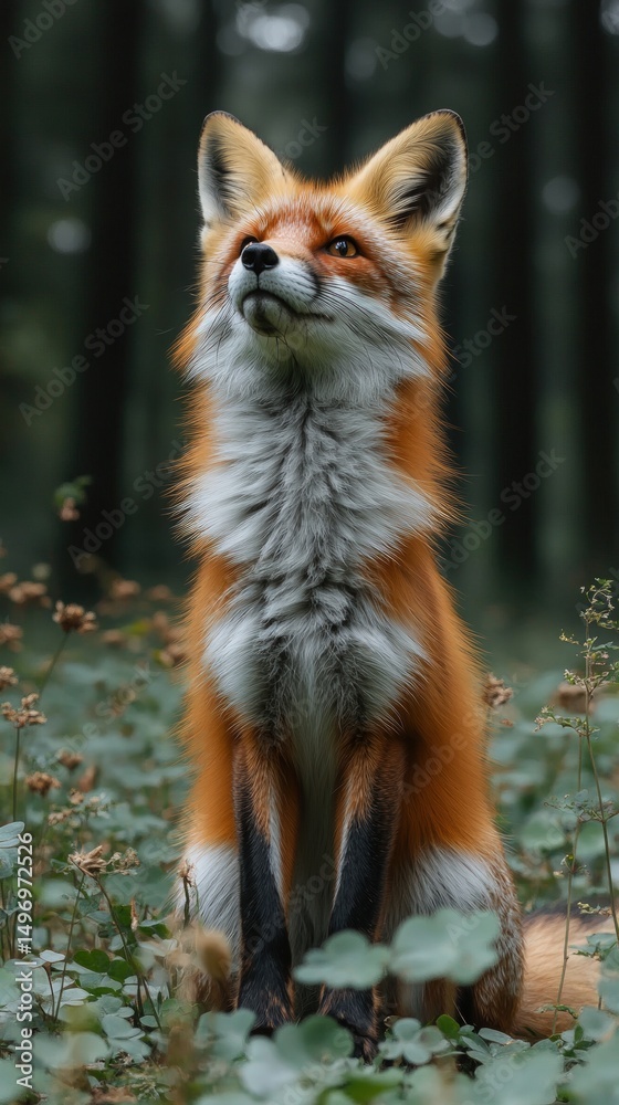 Fototapeta premium Red fox in forest setting