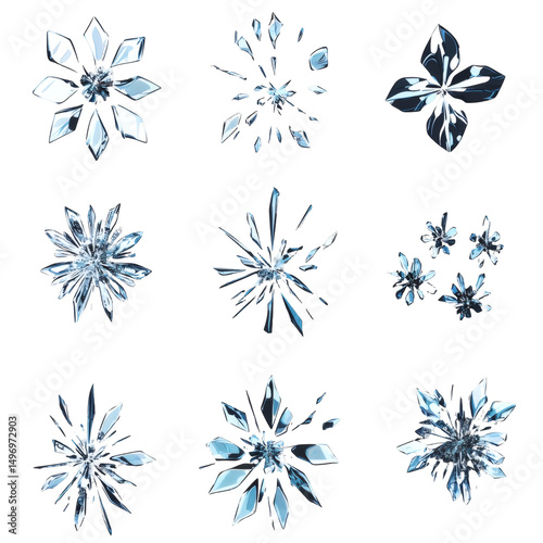 [Transparent Background PNG]Broken Ice Crystal Designs