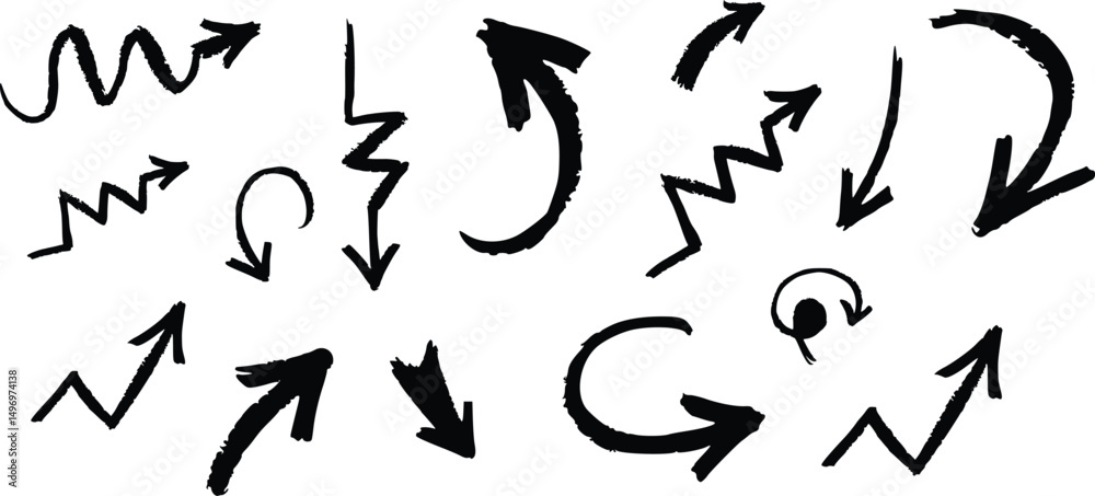 vector illustration of an white background Arrow Brush Marks for Design Elements, and Artistic Decoration vector illustration of an white background Arrow Brush Marks for Design Elements, and Artistic Decoration