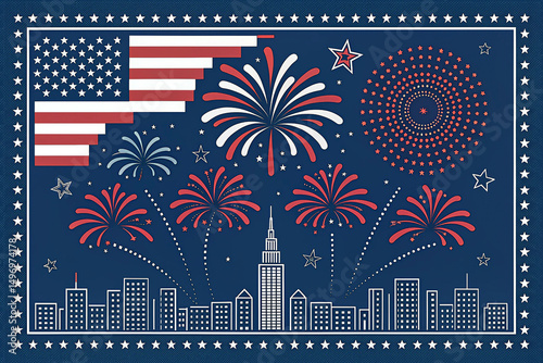 Embrace the spirit of freedom with this dynamic 4th of July poster. Featuring iconic American flags, brilliant stars, this design is perfect for patriotic decor and lively celebrations.