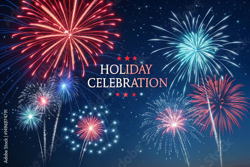 Infuse your Independence Day celebration with this spectacular 4th of July poster. Featuring iconic American symbols, brilliant fireworks, and bold red, white, and blue motifs