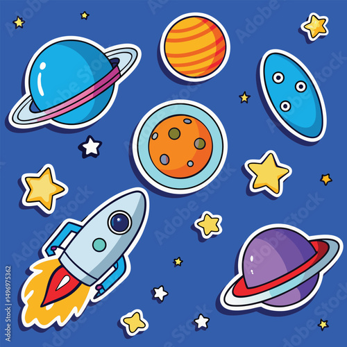 Space theme stickers