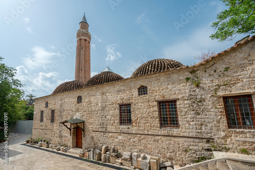 Historical Yivli Minaret Mosque or Antalya Ulu Mosque located in Antalya, Turkiye photo