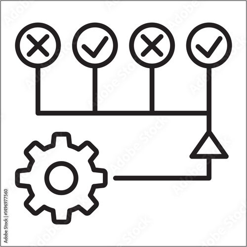 Setting and strategy icon. Icon symbol of adjustment, control, plan, arrangement. Vector illustration
