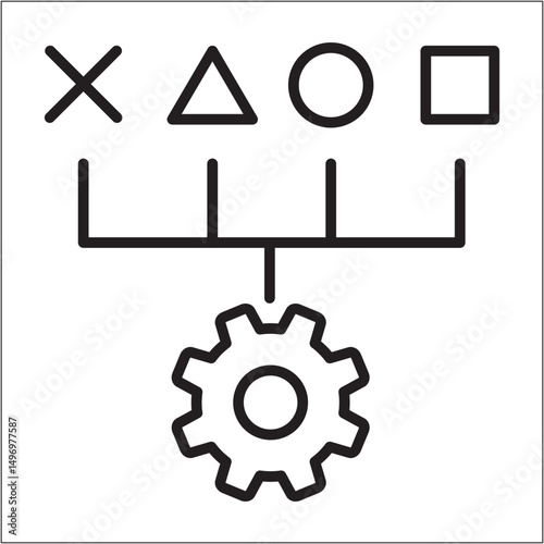 Setting and strategy icon. Icon symbol of adjustment, control, plan, arrangement. Vector illustration