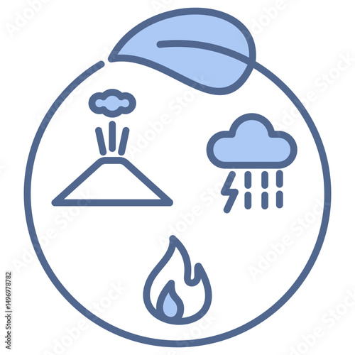 Sustainable Disaster Response Blue Icon