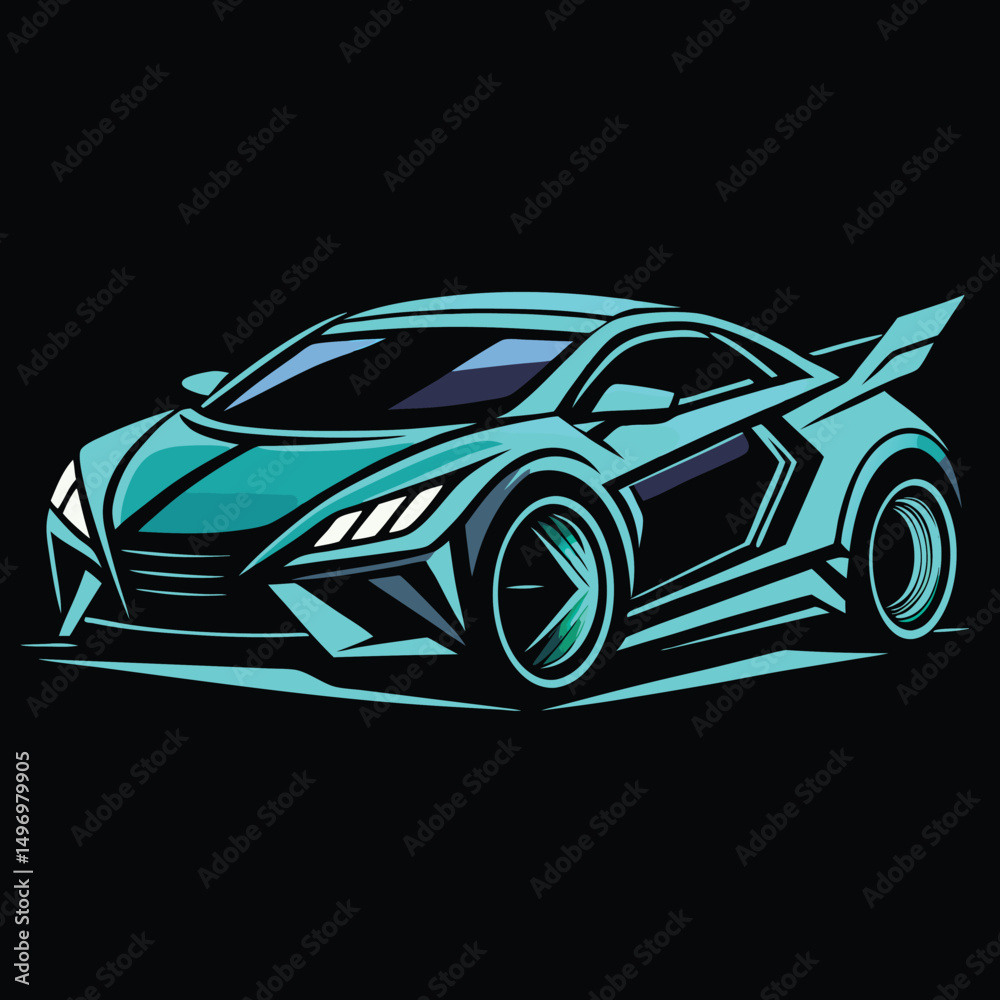 Naklejka premium Automotive Neon Car Wash Design on Black