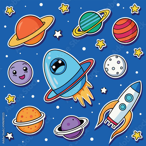 Space theme stickers