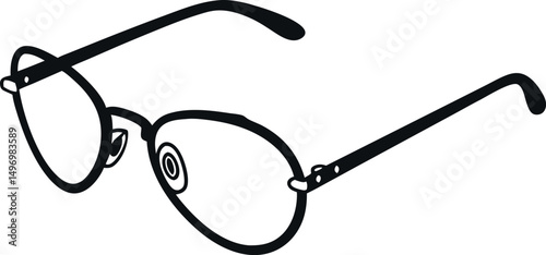 Stylish Black Eyeglasses in a Simple Line Drawing