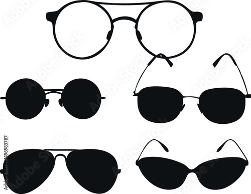 Collection of Various Eyeglasses and Sunglasses Silhouettes