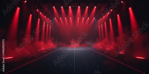 Dramatic red stage lighting with smoke effects creating an intense atmosphere