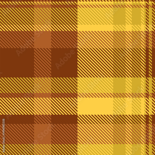 Striking autumnal plaid pattern in rich gold and brown hues.  Perfect for fallthemed designs, textile prints, or website backgrounds.  The warm tones evoke feelings of comfort and warmth.