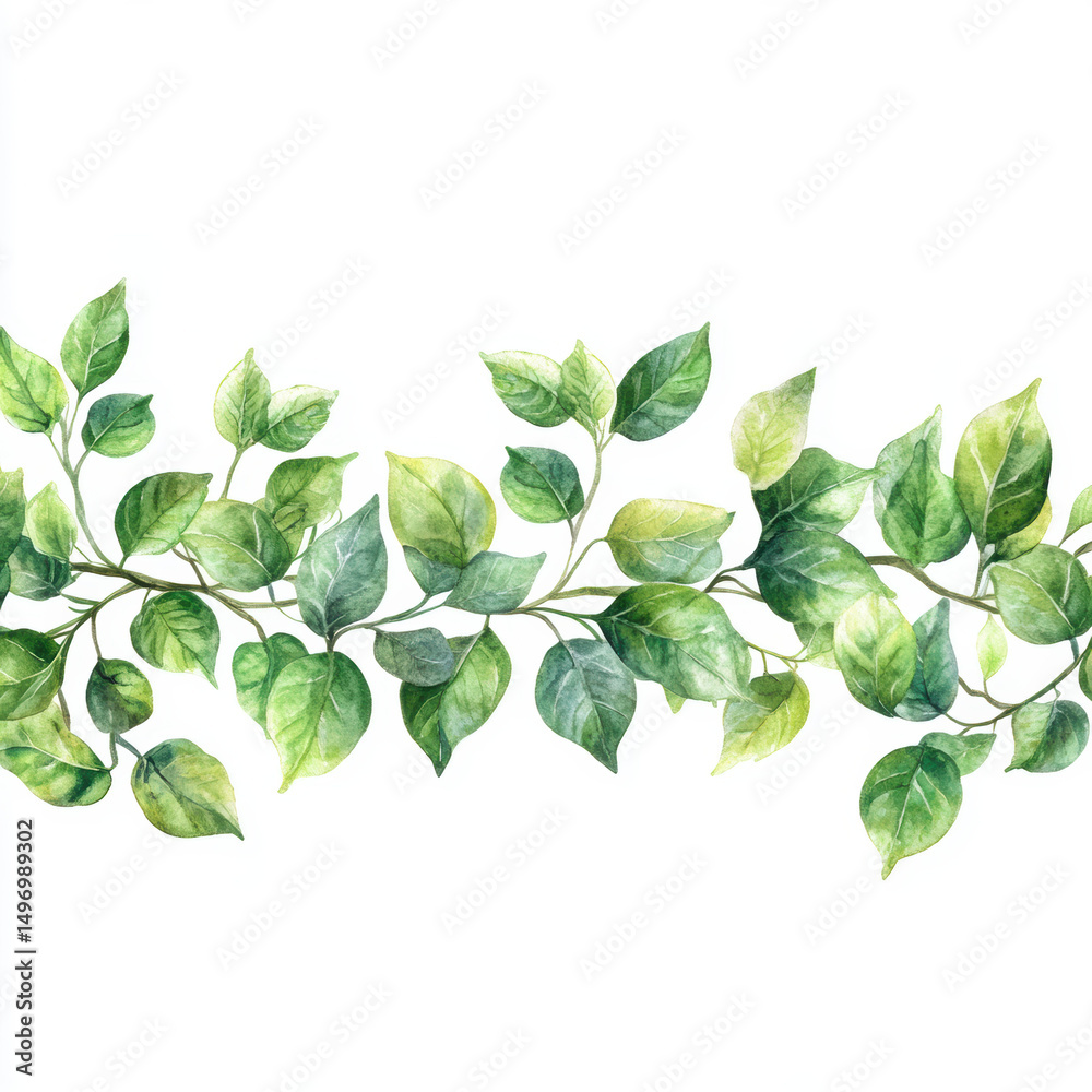 Fototapeta premium Watercolor Lemon tree branches seamless border,lemon set On a white background,Summer citrus fruit,Juicy colors,Hand drawn lemon set,Botanical illustration collection,Whole lemons,banner menu drink.