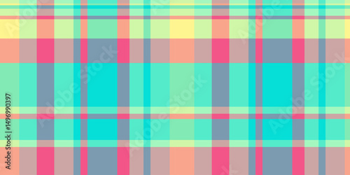 Madras background pattern check, wool seamless texture textile. Dreamy vector plaid tartan fabric in pastel and green colors.
