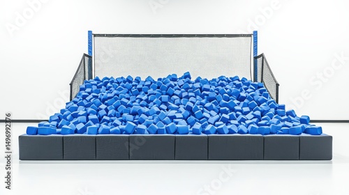 Foam Pit for Trampolining and Gymnastics with Blue Blocks