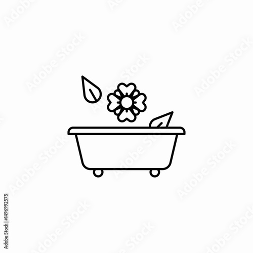 bathtub flowers aroma icon sign vector