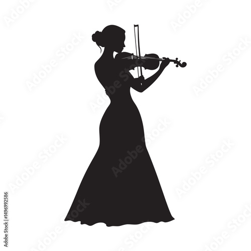 Violinist performing simple minimal black silhouette
