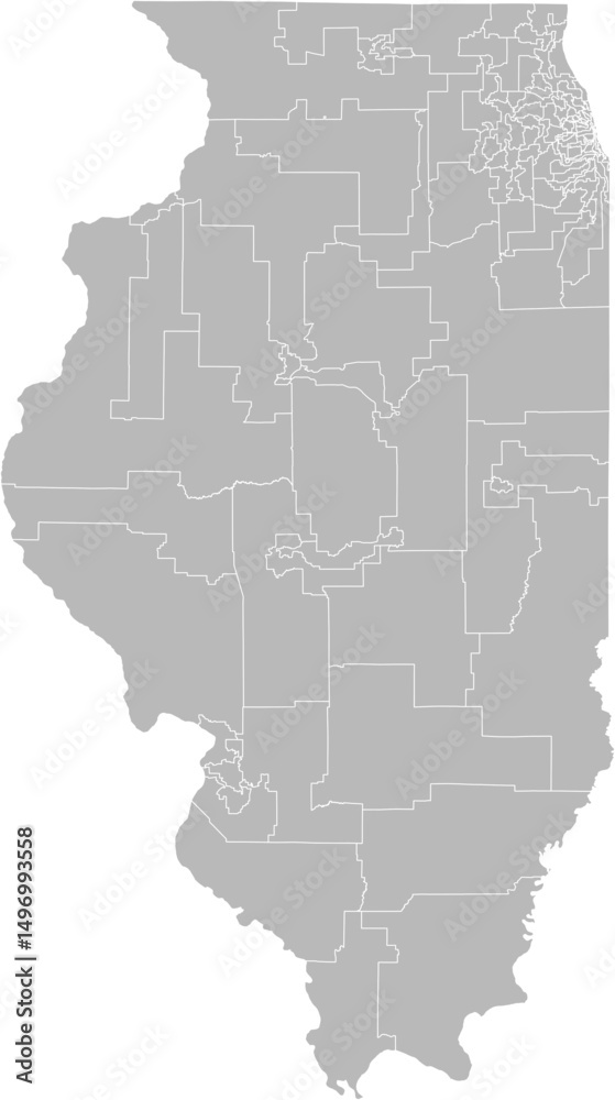 Obraz premium Illinois state house districts vector map (Web Mercator projection, PPT-compatible & fully editable)