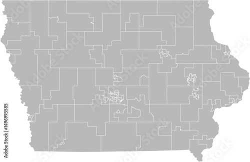 Iowa state house districts vector map (Web Mercator projection, PPT-compatible & fully editable)