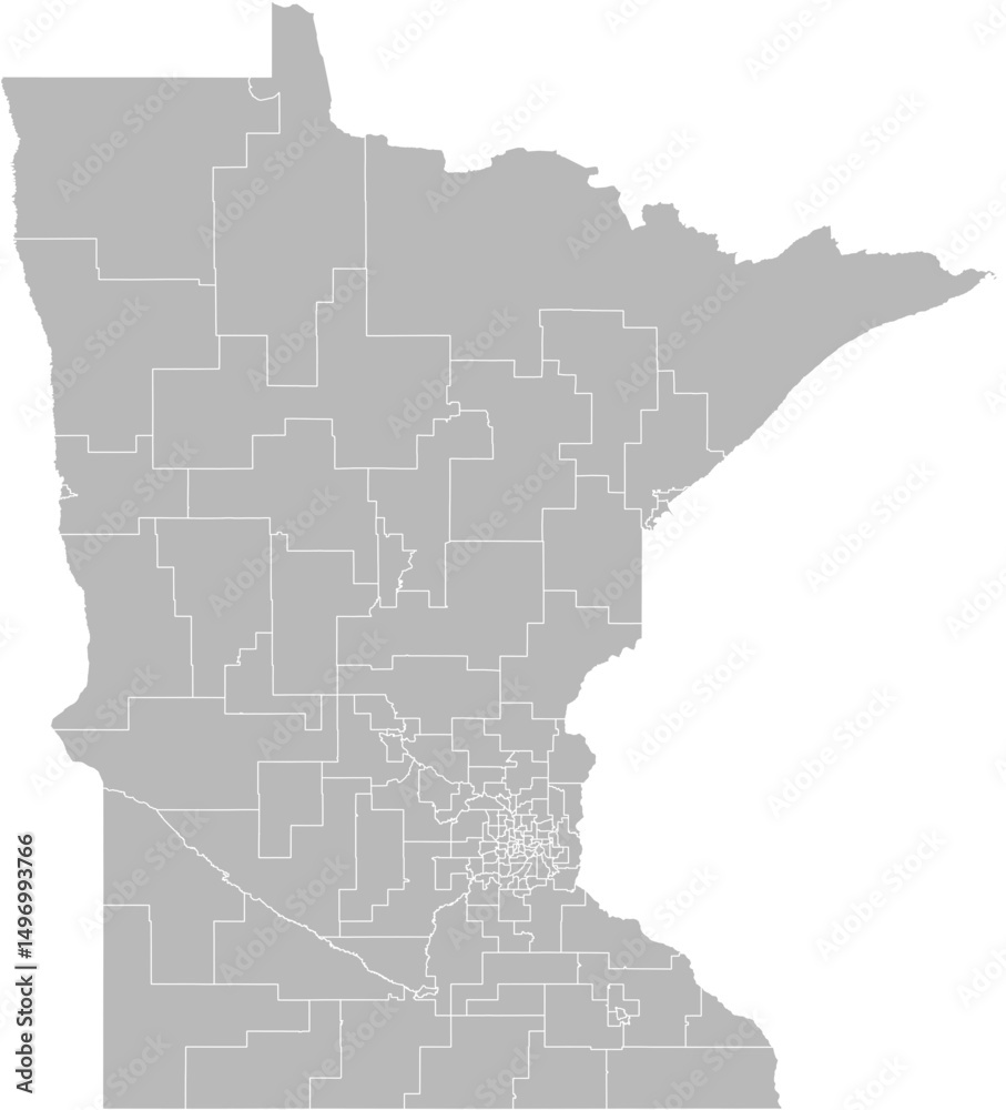 Fototapeta premium Minnesota state house districts vector map (Web Mercator projection, PPT-compatible & fully editable)