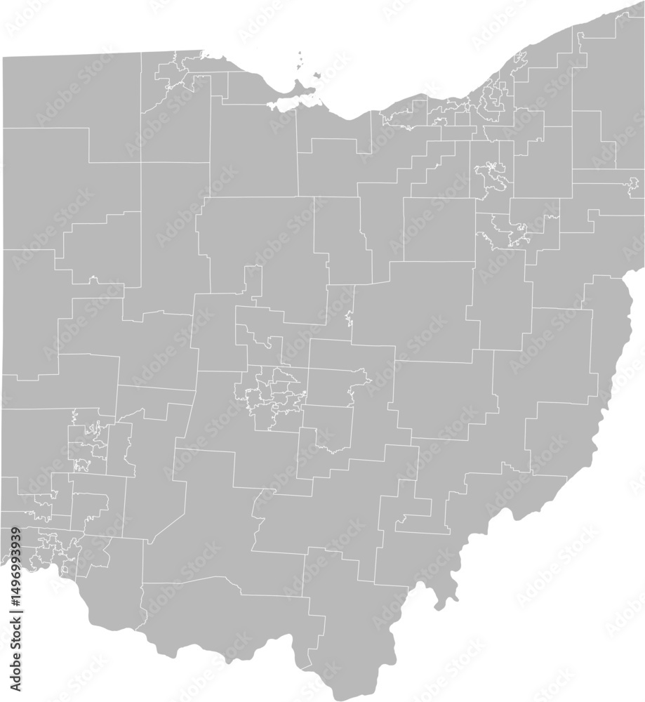 Obraz premium Ohio state house districts vector map (Web Mercator projection, PPT-compatible & fully editable)