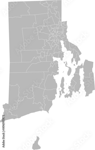 Rhode Island state house districts vector map (Web Mercator projection, PPT-compatible & fully editable)