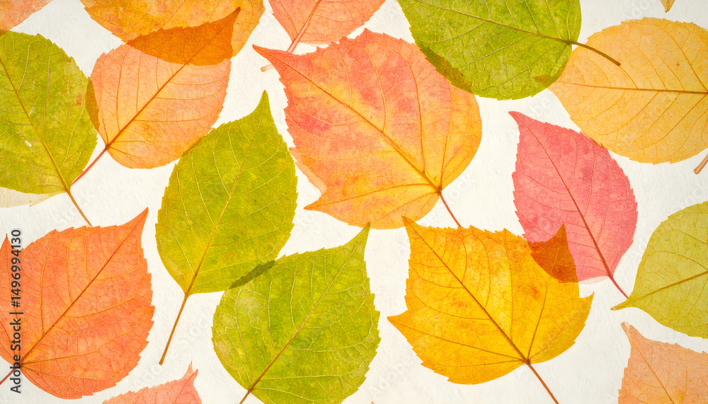 Obraz premium Colorful Autumn Leaves on White Background