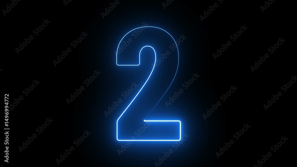 Neon countdown number 2. Two number icon text background illustration. Neon countdown number 2. Two number icon text background illustration.