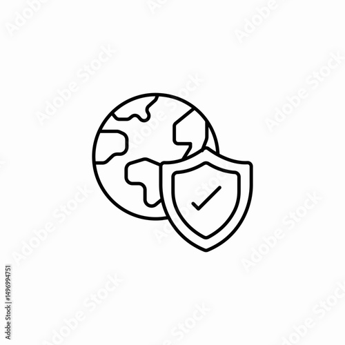 earth shield secure icon sign vector