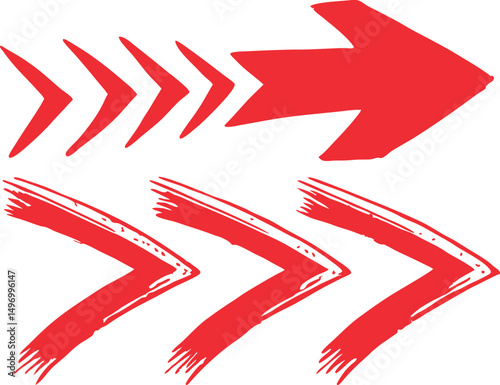 Set of hand-drawn red arrows pointing in different directions.