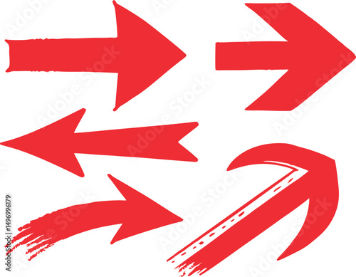 Set of hand-drawn red arrows pointing in different directions.