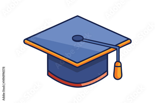 3d graduation cap icon in flat style vector illustration