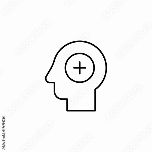 head plus positive icon sign vector