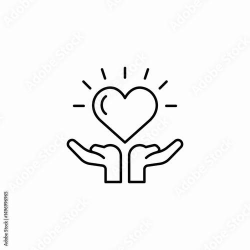 heart hand nurture icon sign vector