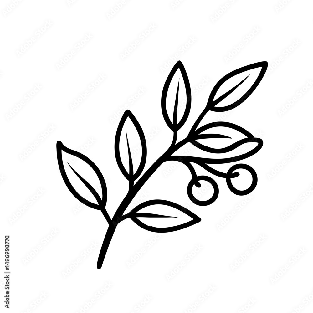 Obraz premium hand drawn sketch botanical branch Outline Icon