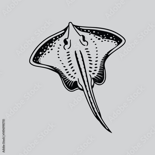 Marine Life Skate fish Tattoo Design