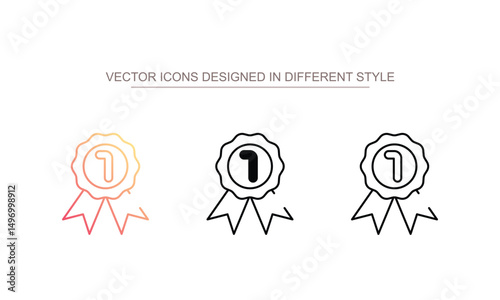 First Prize icon design with white background stock illustration