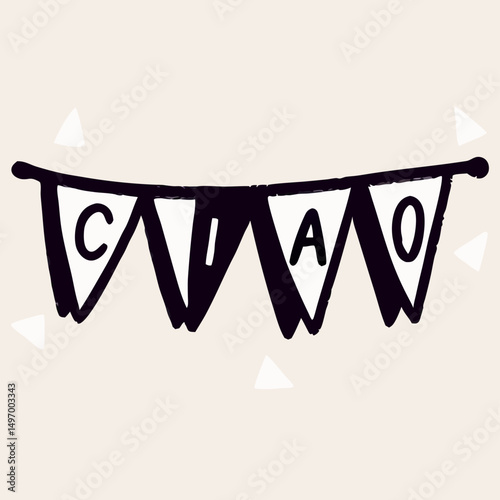 Hand-drawn Ciao Bunting Banner Illustration