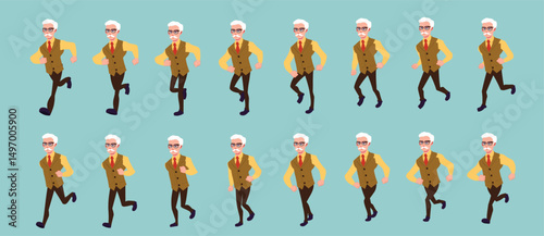 businessman running animation, run cycle animation sprite sheet, frame by frame run animation