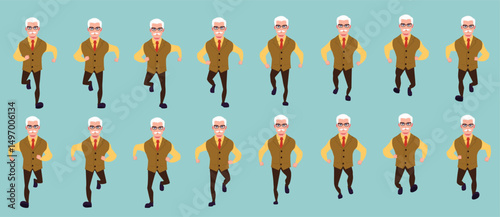 businessman running animation, run cycle animation sprite sheet, frame by frame run animation